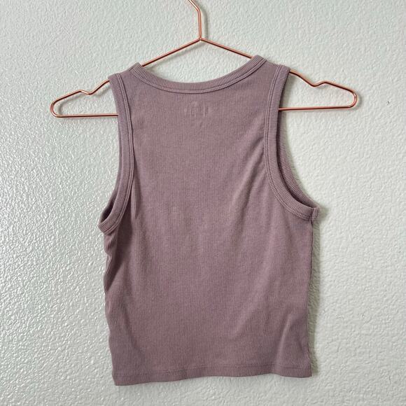 Hollister butterfly screen print rib knit tank top mauve print - Picture 2 of 4